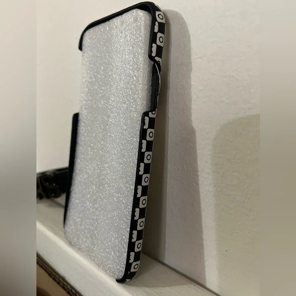 Checkerboard Logo Leather Wristlet Case For iPhone XR